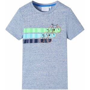 vidaXL Kinder-Kurzarmshirt Blau Melange 140 - Blau