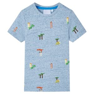 vidaXL Kinder-T-Shirt Blau Melange 92 - Blau