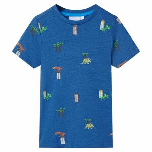 vidaXL Kinder-T-Shirt Dunkelblau Melange 140 - Blau