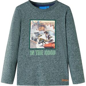 vidaXL Kinder-Langarmshirt Dunkelgrün Melange 104 - Grün