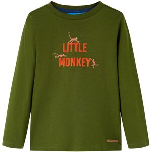 vidaXL Kinder-Langarmshirt Dunkles Khaki 128 - Grün