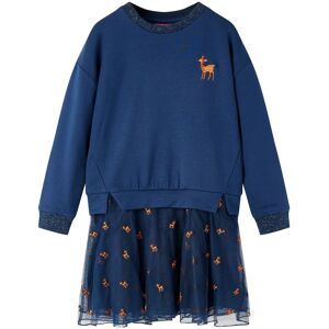 vidaXL Kinderkleid mit Langen Ärmeln Marineblau 104 - Blau