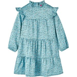 vidaXL Kinderkleid mit langen Ärmeln Blau 104 - Blau