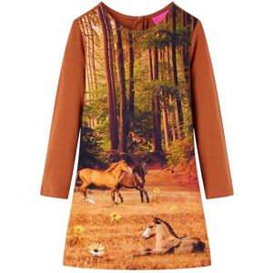 vidaXL Kinderkleid mit Langen Ärmeln Cognac 116 - Braun