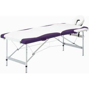 vidaXL Massagetisch Klappbar 2 Zonen Aluminium Weiß und Lila - Weiß