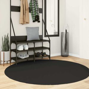 vidaXL Teppich HUARTE Kurzflor Weich und Waschbar Schwarz Ø 160 cm - Schwarz