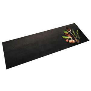 vidaXL Küchenteppich Waschbar Gewürze 60x180 cm Samt - Schwarz