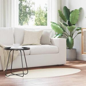 vidaXL Bereichsteppiche Oval HUARTE Creme 80 x 150 cm 100 %Polyester - Creme vidaXL Bereichsteppiche Oval HUARTE Creme 80 x 150 cm 100 %Polyester - Creme