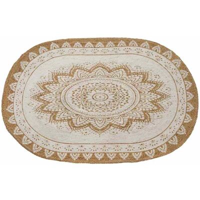 vidaXL Bereichsteppiche Floral Natur mit weißem Druck 100 x 152 cm - Beige vidaXL Bereichsteppiche Floral Natur mit weißem Druck 100 x 152 cm - Beige