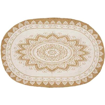 vidaXL Bereichsteppiche Floral Natur mit weißem Druck 152 x 245 cm - Beige vidaXL Bereichsteppiche Floral Natur mit weißem Druck 152 x 245 cm - Beige