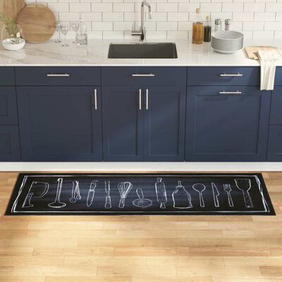 vidaXL Küchen Teppich Schwarz 180 x 60 cm Samt - Schwarz vidaXL Küchen Teppich Schwarz 180 x 60 cm Samt - Schwarz