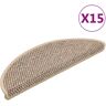 vidaXL Treppenmatten Selbstklebend Sisal 15 Stk. 56x17x3cm Dunkelbeige - Beige