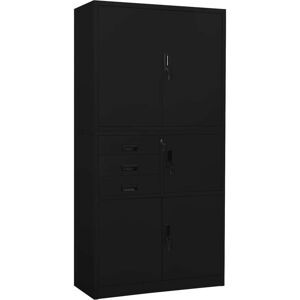 vidaXL Büroschrank Schwarz 90x40x180 cm Stahl - Schwarz