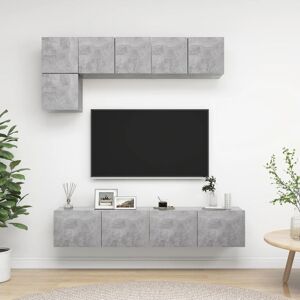 vidaXL 5-tlg. TV-Schrank-Set Betongrau Holzwerkstoff - Grau