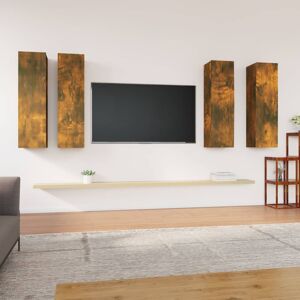 vidaXL TV-Schränke 4 Stk. Räuchereiche 30,5x30x110 cm Holzwerkstoff - Braun