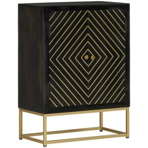 vidaXL Sideboard mit 2 Türen Schwarz Gold 55x30x75 cm Massivholz Mango - Schwarz