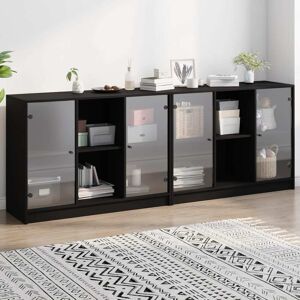 vidaXL Bücherschrank mit Türen Schwarz 204x37x75 cm Holzwerkstoff - Schwarz