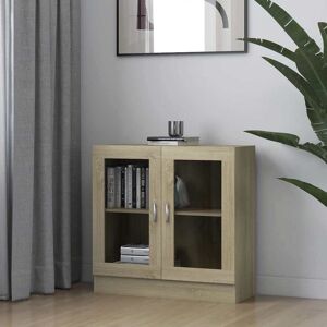 vidaXL Vitrinenschrank Sonoma-Eiche 82,5x30,5x80 cm Holzwerkstoff - Braun vidaXL Vitrinenschrank Sonoma-Eiche 82,5x30,5x80 cm Holzwerkstoff - Braun