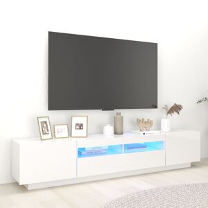 vidaXL TV-Schrank mit LED-Leuchten Hochglanz-Weiß 200x35x40 cm - Weiß