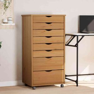 vidaXL Rollschrank mit Schubladen MOSS Honigbraun Massivholz Kiefer - Braun vidaXL Rollschrank mit Schubladen MOSS Honigbraun Massivholz Kiefer - Braun