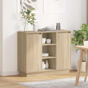 vidaXL LED-Sideboard Sonoma-Eiche 90 x 32 x 75 cm Holzwerkstoff - Beige vidaXL LED-Sideboard Sonoma-Eiche 90 x 32 x 75 cm Holzwerkstoff - Beige