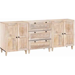 vidaXL Sideboard 3 pcs Weiß 180 x 33,5 x 75 cm massives Mangoholz - Weiß vidaXL Sideboard 3 pcs Weiß 180 x 33,5 x 75 cm massives Mangoholz - Weiß