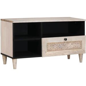vidaXL TV-Schränk Bleached White 80 x 33 x 46 cm Massivholz Mango - Weiß vidaXL TV-Schränk Bleached White 80 x 33 x 46 cm Massivholz Mango - Weiß