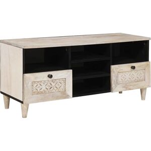 vidaXL TV-Schränk Bleached White 100 x 33 x 46 cm Massivholz Mango - Weiß vidaXL TV-Schränk Bleached White 100 x 33 x 46 cm Massivholz Mango - Weiß