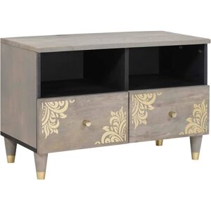 vidaXL TV-Schränk mit Schubladen Grau 70 x 33 x 46 cm Massivholz Mango - Braun vidaXL TV-Schränk mit Schubladen Grau 70 x 33 x 46 cm Massivholz Mango - Braun