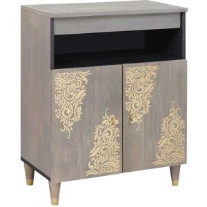 vidaXL Sideboard Grau und Gold 60 x 33 x 75 cm Massivholz Mango - Grau vidaXL Sideboard Grau und Gold 60 x 33 x 75 cm Massivholz Mango - Grau