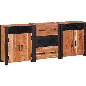 vidaXL Sideboard 3 pcs Braun 165 x 30 x 75 cm Massivholz Akazie - Braun vidaXL Sideboard 3 pcs Braun 165 x 30 x 75 cm Massivholz Akazie - Braun
