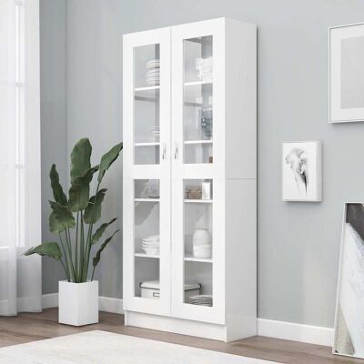 vidaXL Vitrinenschrank Weiß 82,5x30,5x185 cm Holzwerkstoff - Weiß vidaXL Vitrinenschrank Weiß 82,5x30,5x185 cm Holzwerkstoff - Weiß