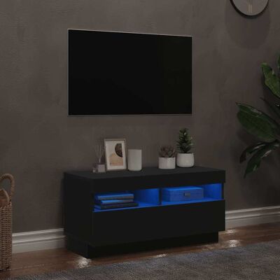 vidaXL TV-Schrank mit LED-Leuchten Schwarz 80x35x40 cm - Schwarz vidaXL TV-Schrank mit LED-Leuchten Schwarz 80x35x40 cm - Schwarz