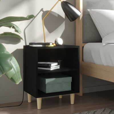 vidaXL Nachttisch mit Massivholz-Beinen Schwarz 40x30x50 cm - Schwarz vidaXL Nachttisch mit Massivholz-Beinen Schwarz 40x30x50 cm - Schwarz