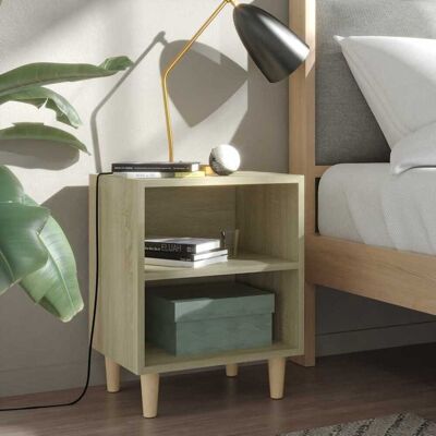 vidaXL Nachttisch mit Massivholz-Beinen Sonoma-Eiche 40x30x50cm - Braun vidaXL Nachttisch mit Massivholz-Beinen Sonoma-Eiche 40x30x50cm - Braun