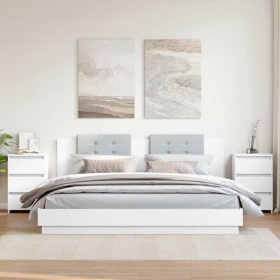 vidaXL Nachttische 2 Stk. Weiß 40x35x62,5 cm Holzwerkstoff - Weiß vidaXL Nachttische 2 Stk. Weiß 40x35x62,5 cm Holzwerkstoff - Weiß