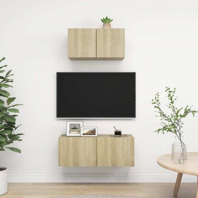 vidaXL 2-tlg. TV-Schrank-Set Sonoma-Eiche Holzwerkstoff - Braun vidaXL 2-tlg. TV-Schrank-Set Sonoma-Eiche Holzwerkstoff - Braun