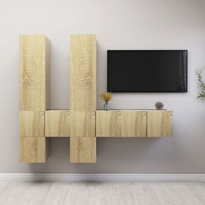 vidaXL 7-tlg. TV-Schrank-Set Sonoma-Eiche Holzwerkstoff - Braun vidaXL 7-tlg. TV-Schrank-Set Sonoma-Eiche Holzwerkstoff - Braun