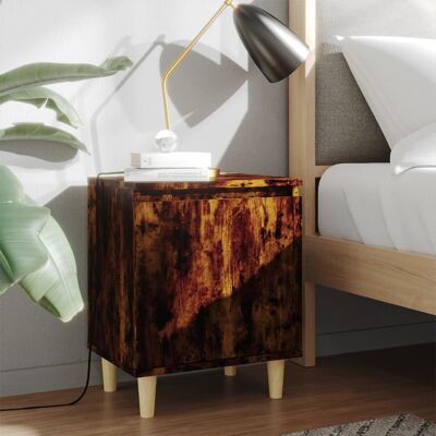 vidaXL Nachttische mit Massivholz-Beinen 2Stk. Räuchereiche 40x30x50cm - Braun vidaXL Nachttische mit Massivholz-Beinen 2Stk. Räuchereiche 40x30x50cm - Braun