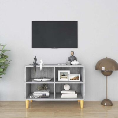 vidaXL TV-Schrank mit Massivholz-Beinen Grau Sonoma 69,5x30x50 cm - Grau vidaXL TV-Schrank mit Massivholz-Beinen Grau Sonoma 69,5x30x50 cm - Grau