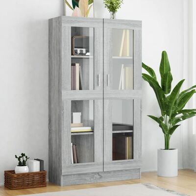 vidaXL Vitrinenschrank Grau Sonoma 82,5x30,5x150 cm Holzwerkstoff - Grau vidaXL Vitrinenschrank Grau Sonoma 82,5x30,5x150 cm Holzwerkstoff - Grau