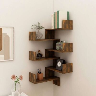 vidaXL Wand-Eckregale 2 Stk. Räuchereiche 40x40x50 cm Holzwerkstoff - Braun vidaXL Wand-Eckregale 2 Stk. Räuchereiche 40x40x50 cm Holzwerkstoff - Braun