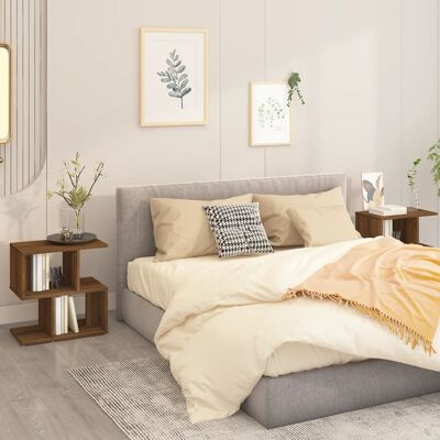 vidaXL Nachttische 2Stk. Braun Eichen-Optik 50x30x51,5cm Holzwerkstoff - Braun vidaXL Nachttische 2Stk. Braun Eichen-Optik 50x30x51,5cm Holzwerkstoff - Braun