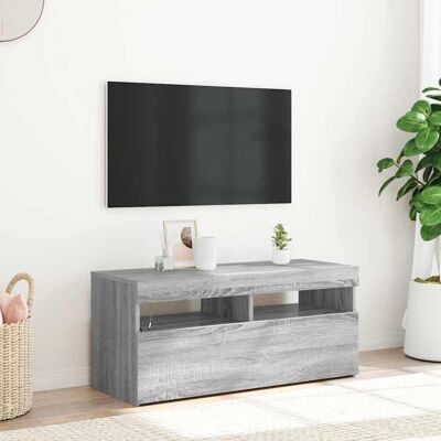 vidaXL TV-Schrank mit LED-Leuchten Grau Sonoma 90x35x40 cm - Grau vidaXL TV-Schrank mit LED-Leuchten Grau Sonoma 90x35x40 cm - Grau