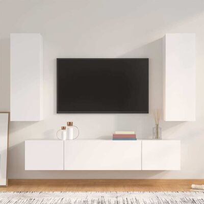 vidaXL 4-tlg. TV-Schrank-Set Weiß Holzwerkstoff - Weiß vidaXL 4-tlg. TV-Schrank-Set Weiß Holzwerkstoff - Weiß