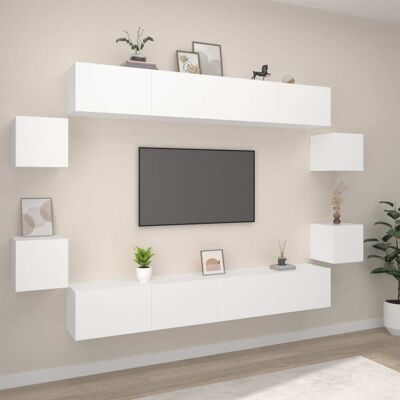 vidaXL 8-tlg. TV-Schrank-Set Weiß Holzwerkstoff - Weiß vidaXL 8-tlg. TV-Schrank-Set Weiß Holzwerkstoff - Weiß