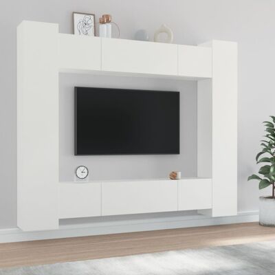 vidaXL 8-tlg. TV-Schrank-Set Weiß Holzwerkstoff - Weiß vidaXL 8-tlg. TV-Schrank-Set Weiß Holzwerkstoff - Weiß