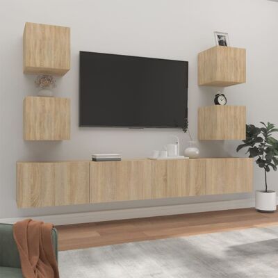 vidaXL 6-tlg. TV-Schrank-Set Sonoma-Eiche Holzwerkstoff - Braun vidaXL 6-tlg. TV-Schrank-Set Sonoma-Eiche Holzwerkstoff - Braun