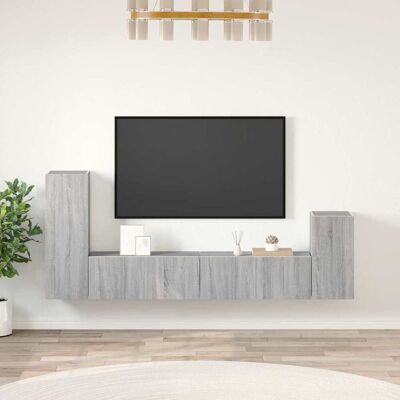 vidaXL 4-tlg. TV-Schrank-Set Grau Sonoma Holzwerkstoff - Grau vidaXL 4-tlg. TV-Schrank-Set Grau Sonoma Holzwerkstoff - Grau