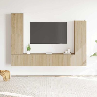 vidaXL 4-tlg. TV-Schrank-Set Sonoma-Eiche Holzwerkstoff - Braun vidaXL 4-tlg. TV-Schrank-Set Sonoma-Eiche Holzwerkstoff - Braun